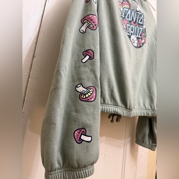 Green Santa Cruz Skateboards Mushroom Graphic Women's Cropped Sweater - Picture 5 of 13